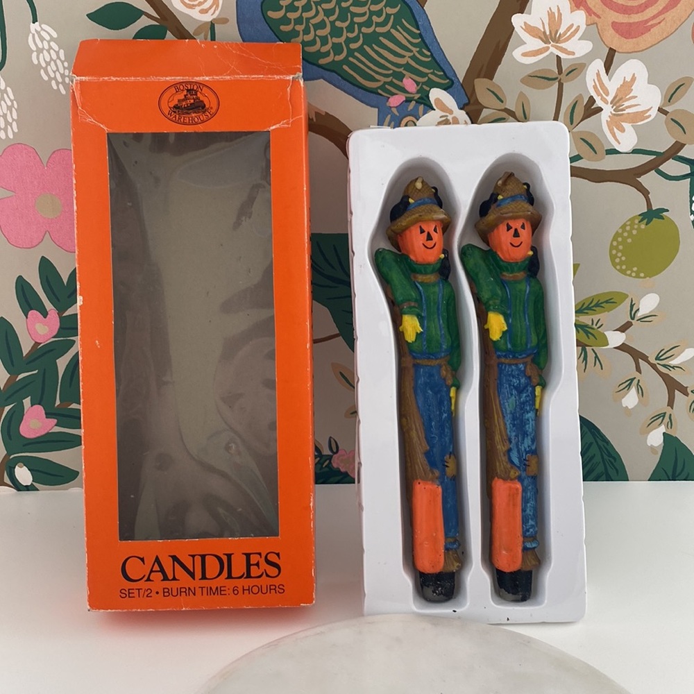 Boston Warehouse Pumpkin Scare Crow Candle Set of 2